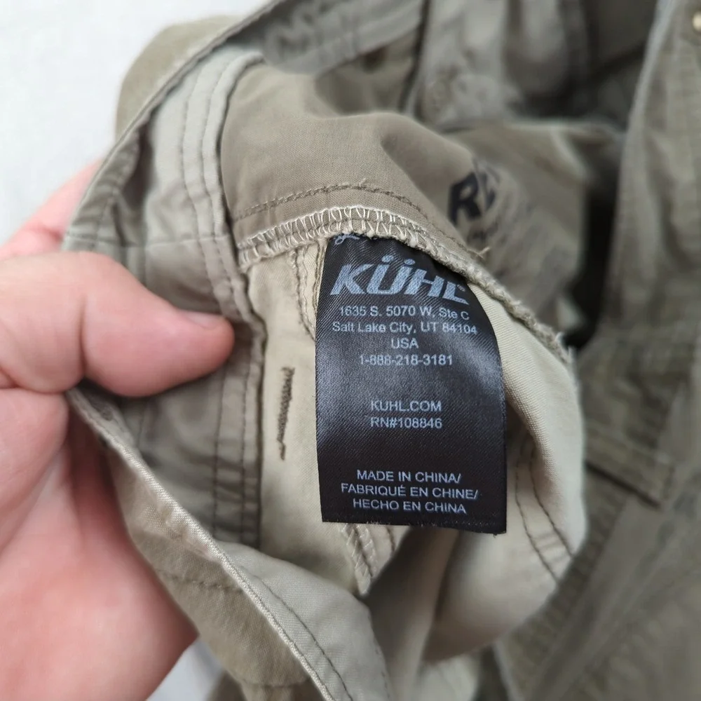 Kuhl Pants Mens 36x31* Khaki Revolvr Outdoot Hiking Camping Casual Hemmed